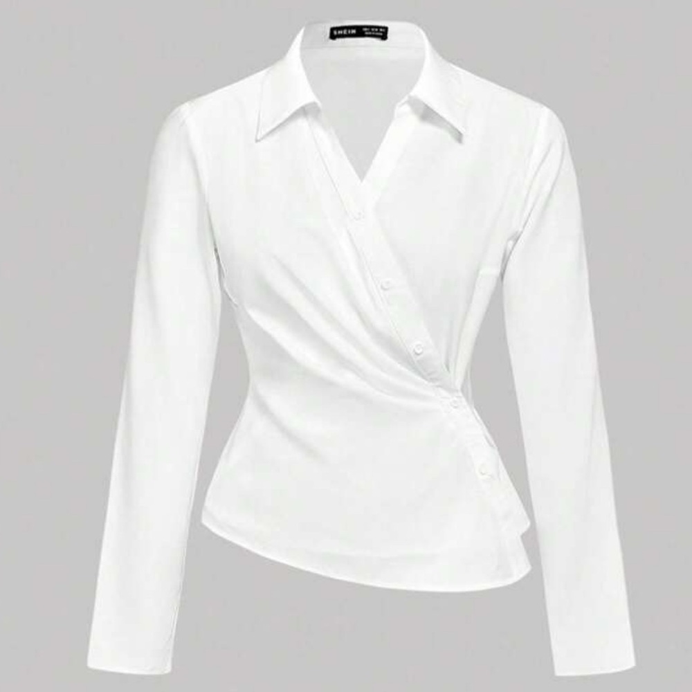 Elegant White Wrap Blouse